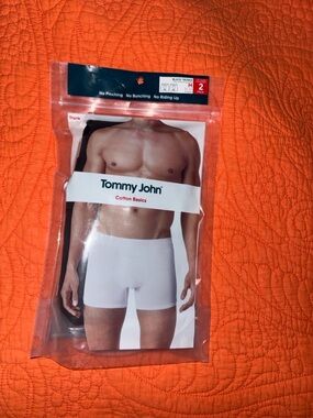 Tommy John Black Cotton Basics Men's Trunks - 2 Pack Sz Med Minimum Bunch Soft